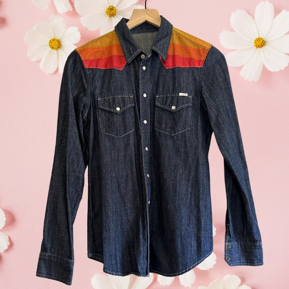 Mother Denim Western Button Up with Colorful Detail